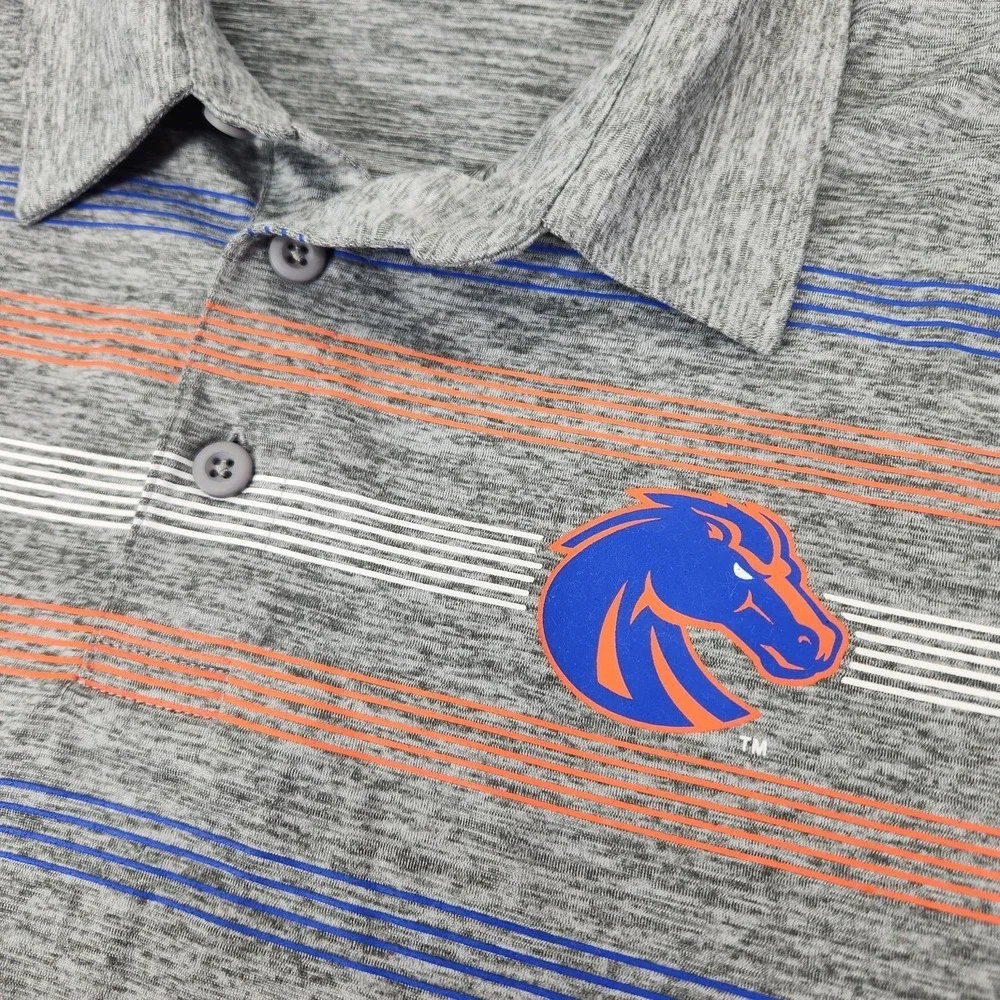 Captivating Apparel BSU Boise Sate Broncos Gray Polo Shirt Size‎ 2XL Men's EUC